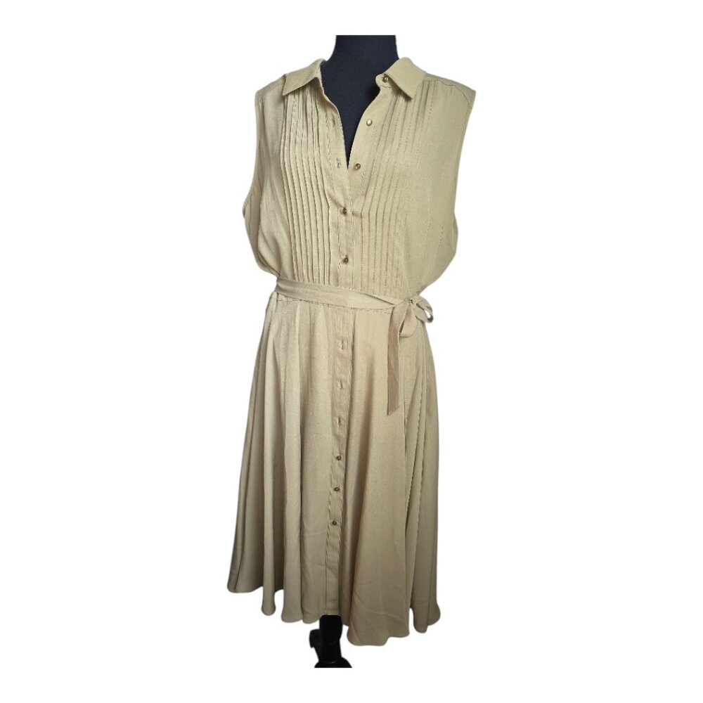 New - Nanette Lepore Sleeveless Midi pleated button down Dress